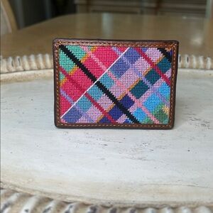 Smathers & Branson Limited Edition Longshanks Madras Needlepoint CC Wallet.